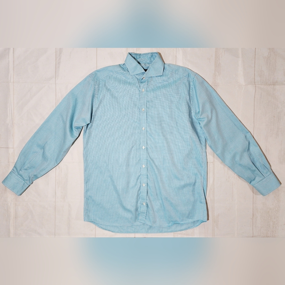 🔥SOLD🔥 St Croix Men's Large Light Blue Plaid Button Down Shirt